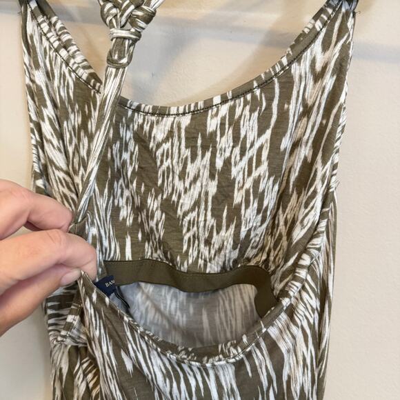 Banana Republic Tank Top L Green Abstract Halter Cowl Neck Summer Luxury NWOT - Picture 5 of 7